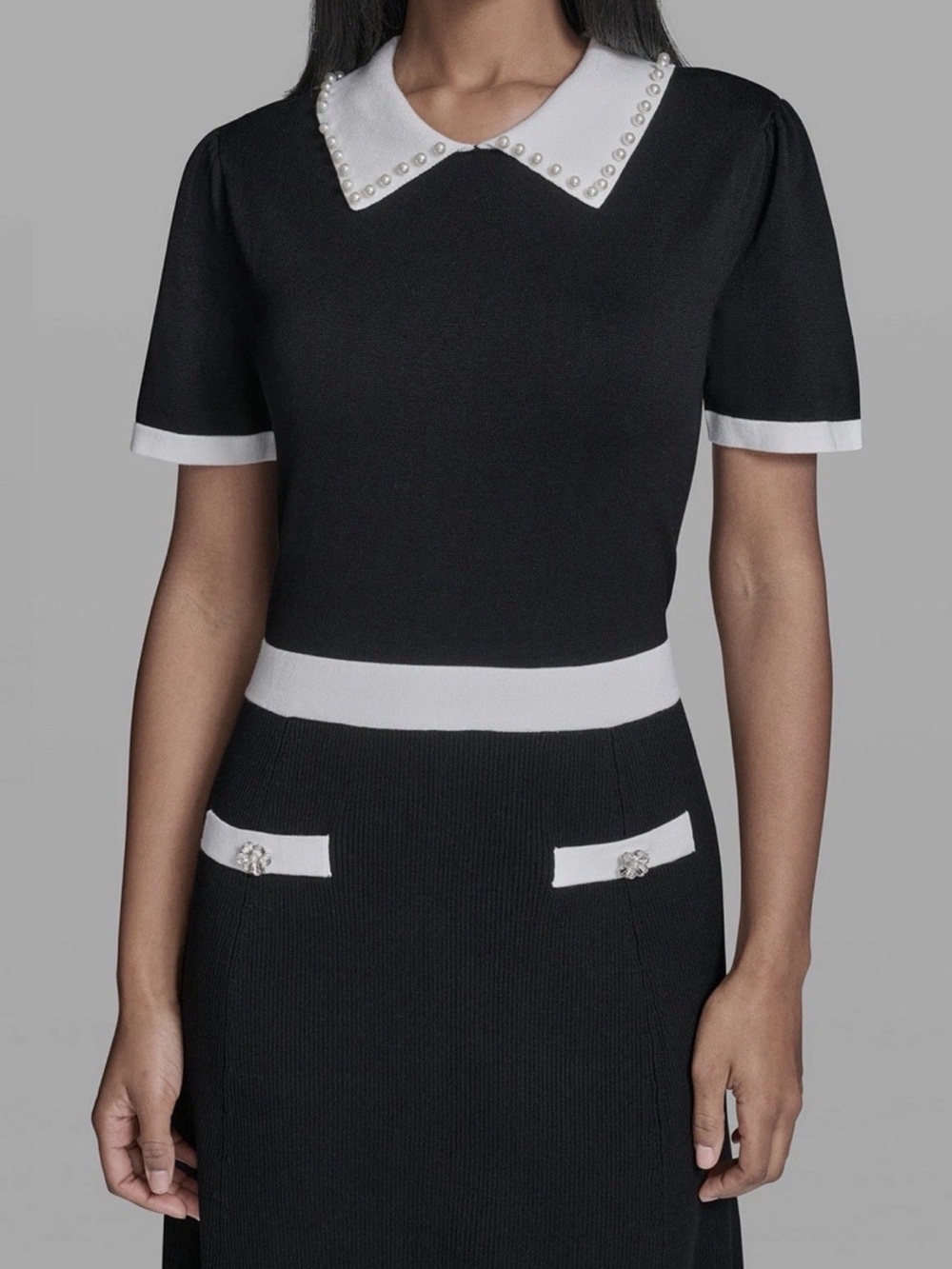 KARL LAGERFELD PARISWomen's Contrast Collared Sweater Dress M